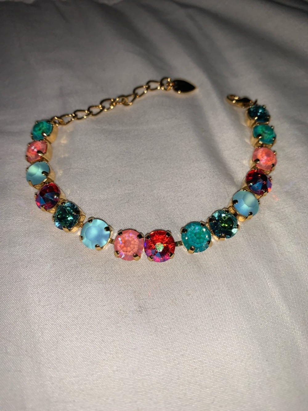 Multicolor Crystal Tennis Bracelet - Gold Setting